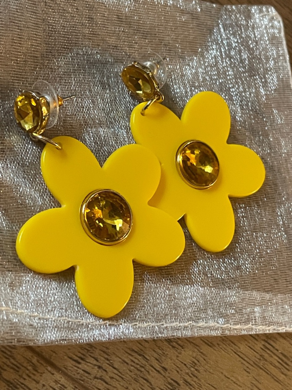 Betsy Johnson Yellow Flower Dangling Earrings